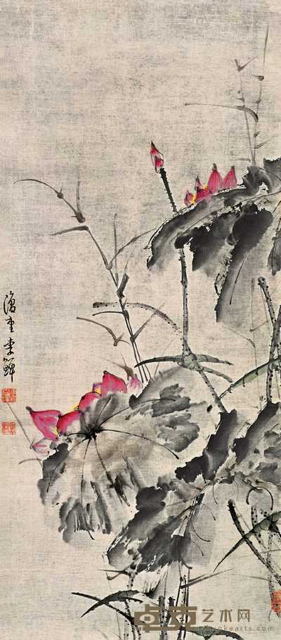 李鱓 荷 立轴 93×41cm